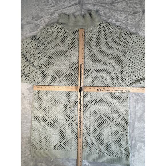 Massive Luxury Mens Large Sage Green Knit Polo Short Sleeve Pocket NYC - Picture 7 of 9